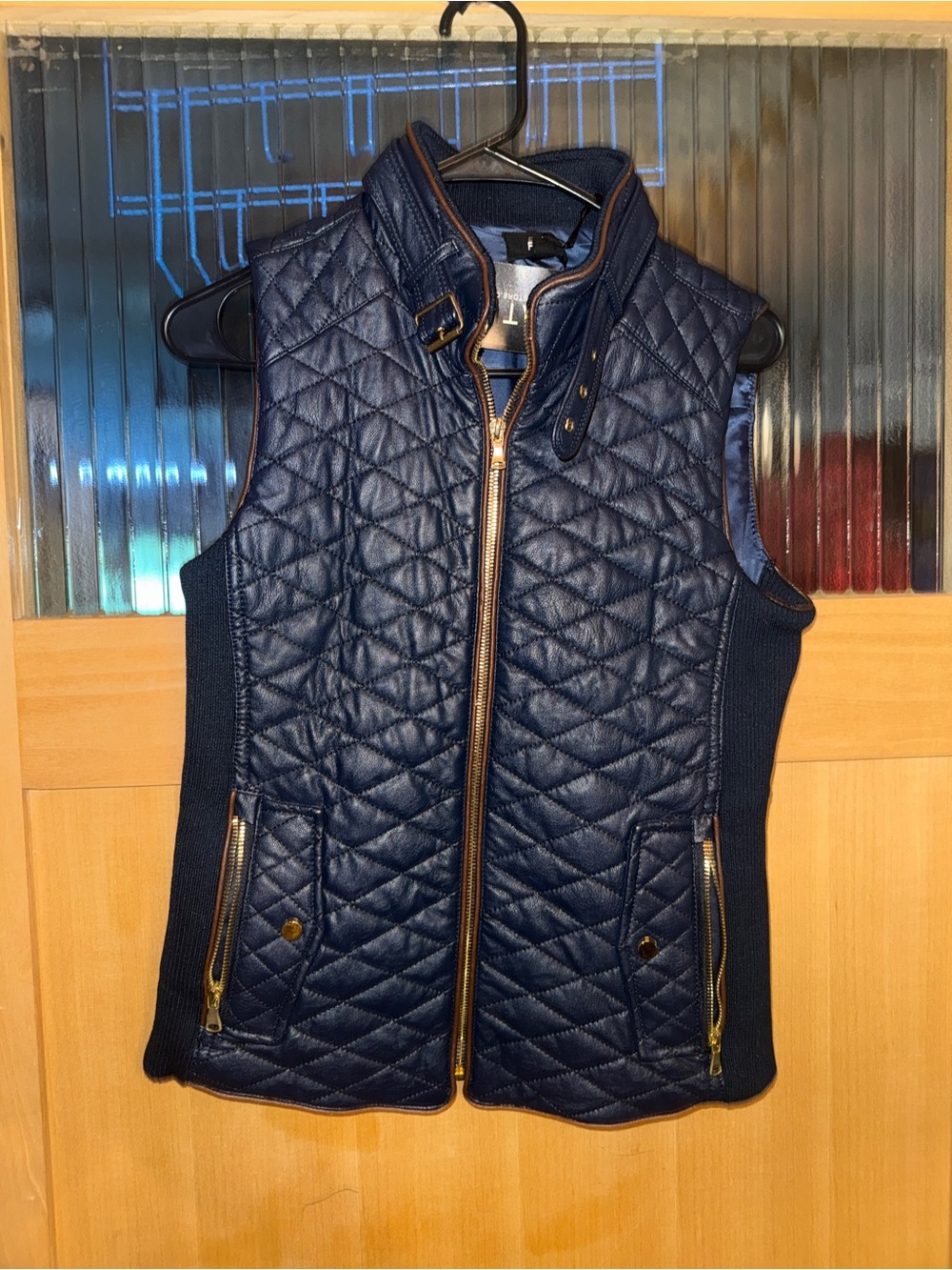 Stitch Fix FATE Rowen Quilted Vest Jacket Navy Blue Womens Size Small